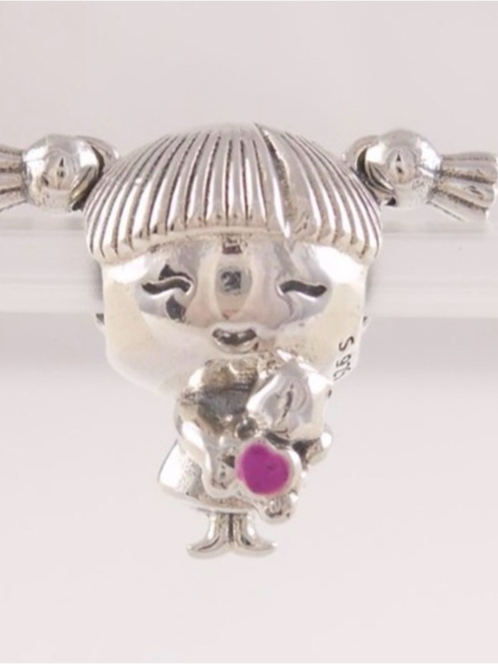 Pandora Sterling Silver Girl Charm with Pink Accent